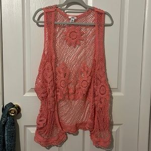 Cato Crochet Coral Orange Vest